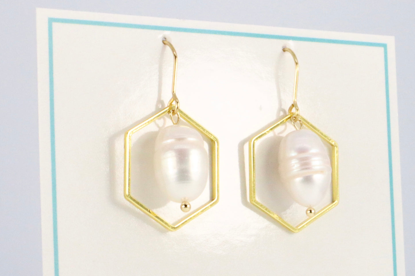 Geometric Fresh Water Pearl Earrings