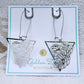 Silver Tropical Monstera Geometric Earrings