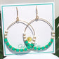 Teal Blue Clay & White Howlite Gemstone Dangle Earrings