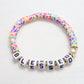 Multicolor Clay Blessed Word Bracelet
