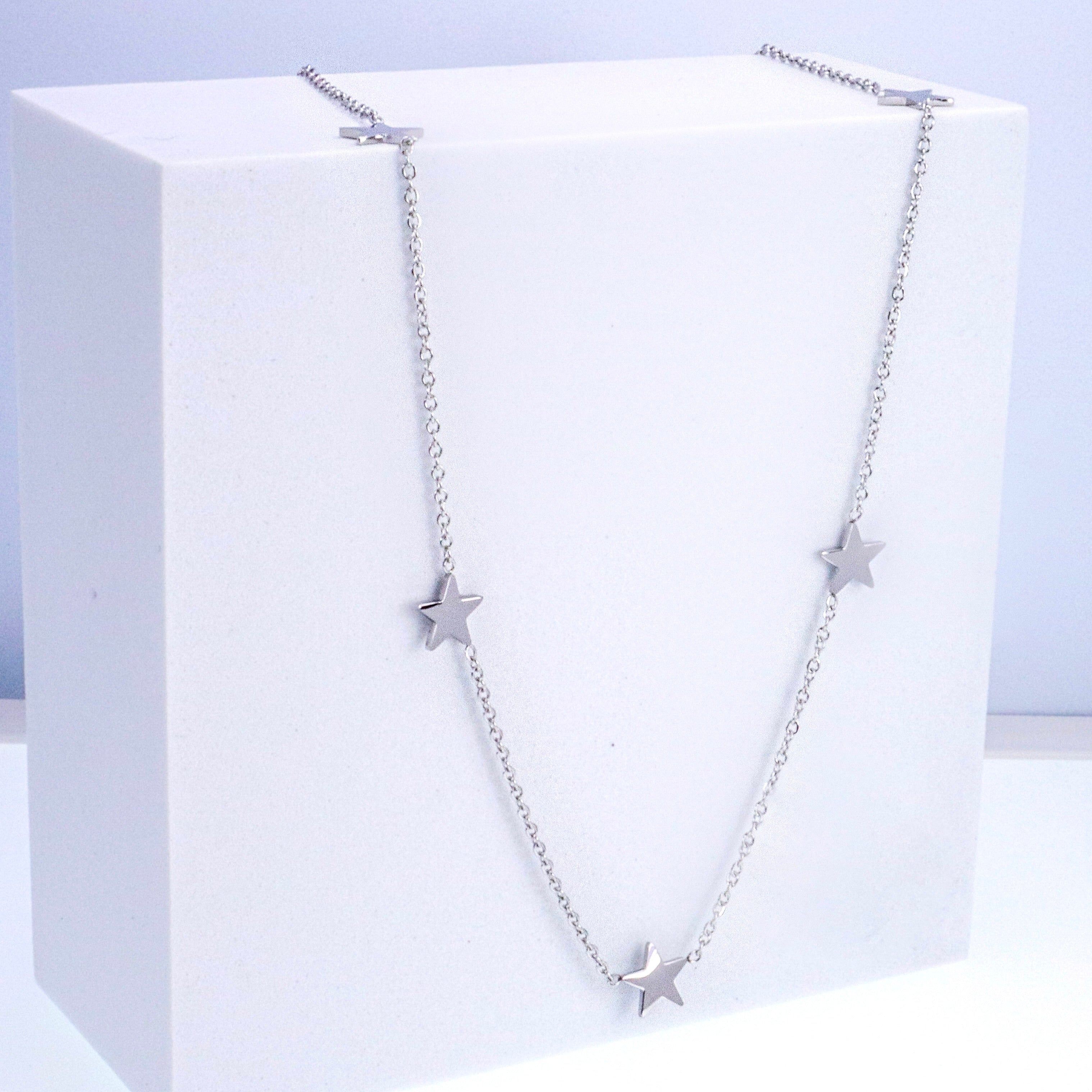 Silver Stars Stainless Steel Necklace