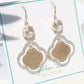 2 Tone Gold & Silver Diamond Hammered Dangle Earrings