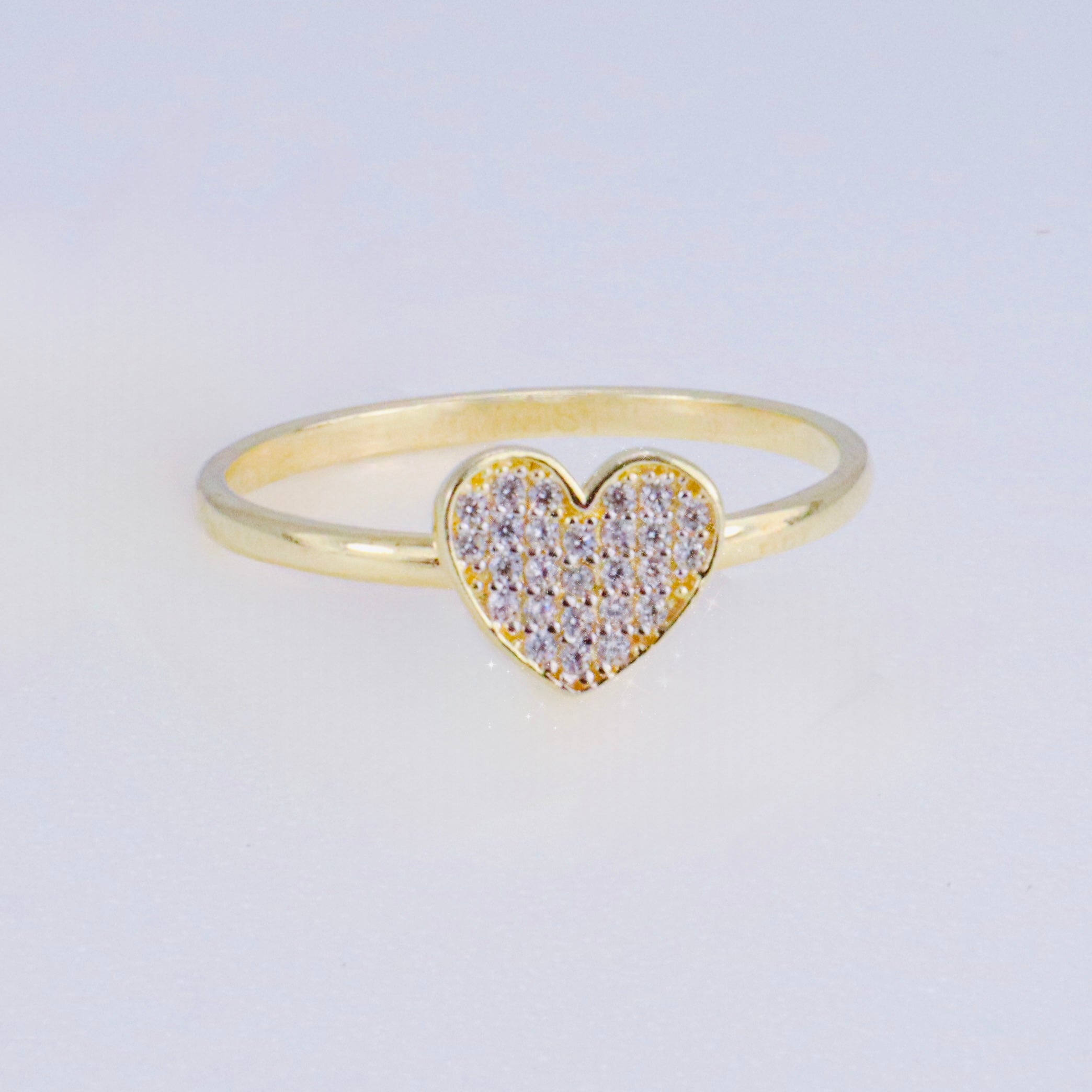 14k Gold CZ Heart Ring Size 7