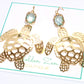 Caribbean Blue & Gold Sea Turtle Earrings