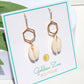Gold Hexagon Cowrie Shell Earrings