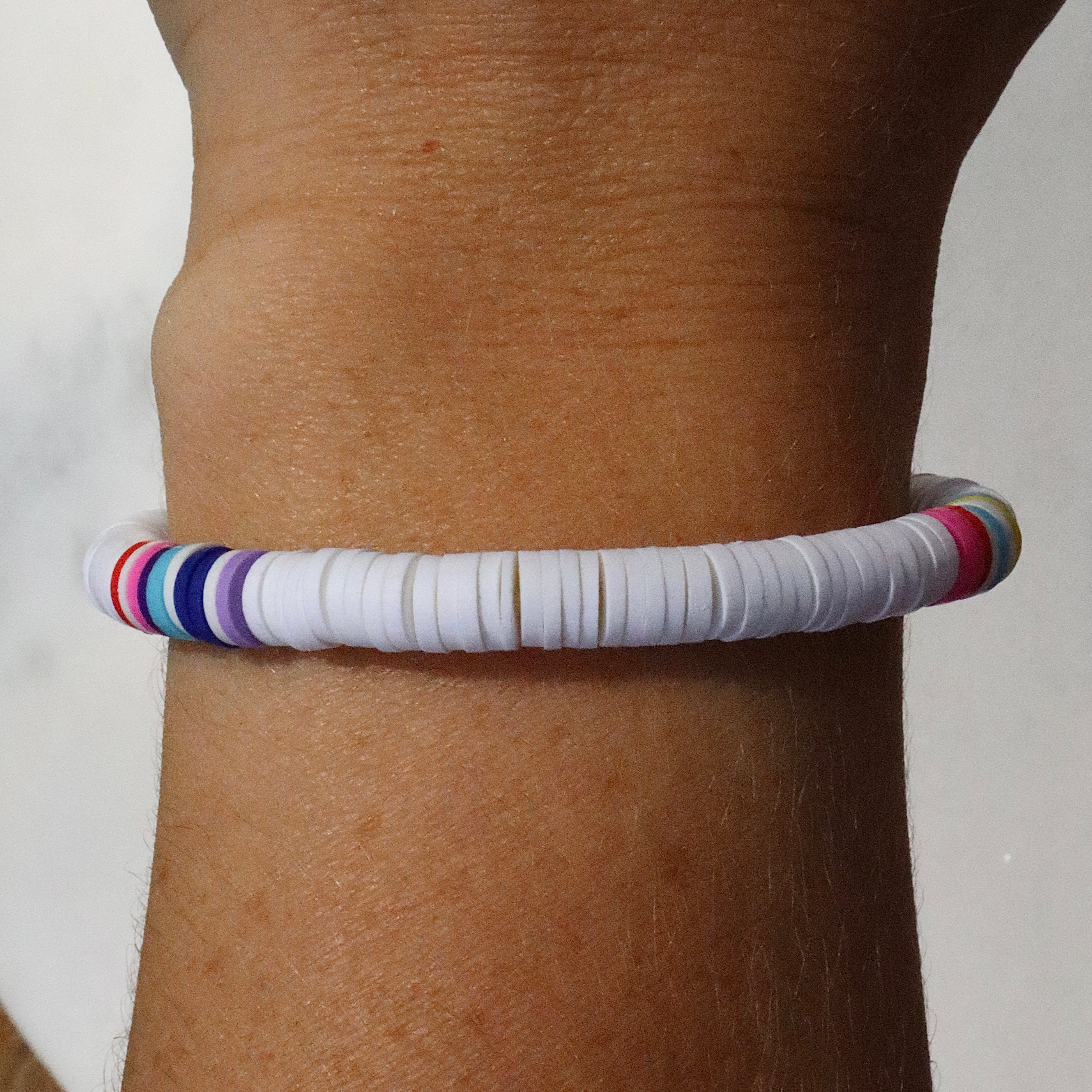 White & Multicolor Clay Bracelet