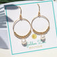 Fresh Water Pearl Gold Beaded Hoop Dangle Earrings