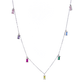 Sterling Silver Multicolor Baguette Necklace