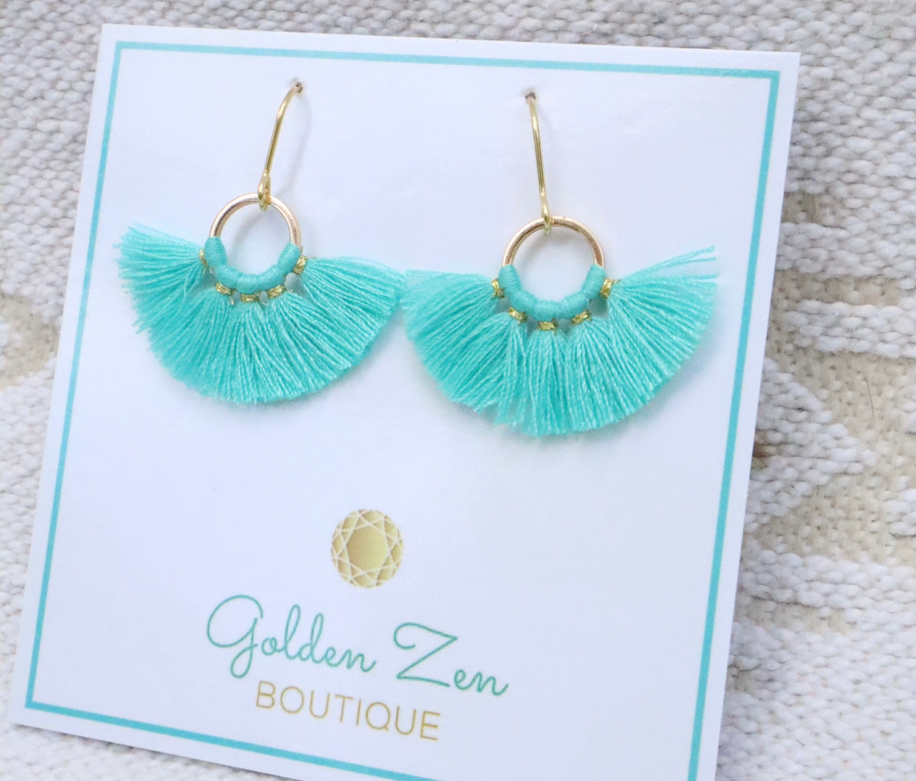 Blue Fringe Tassel Earrings