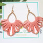 Siesta Sunset Coral Pink Raffia Wrapped Earrings