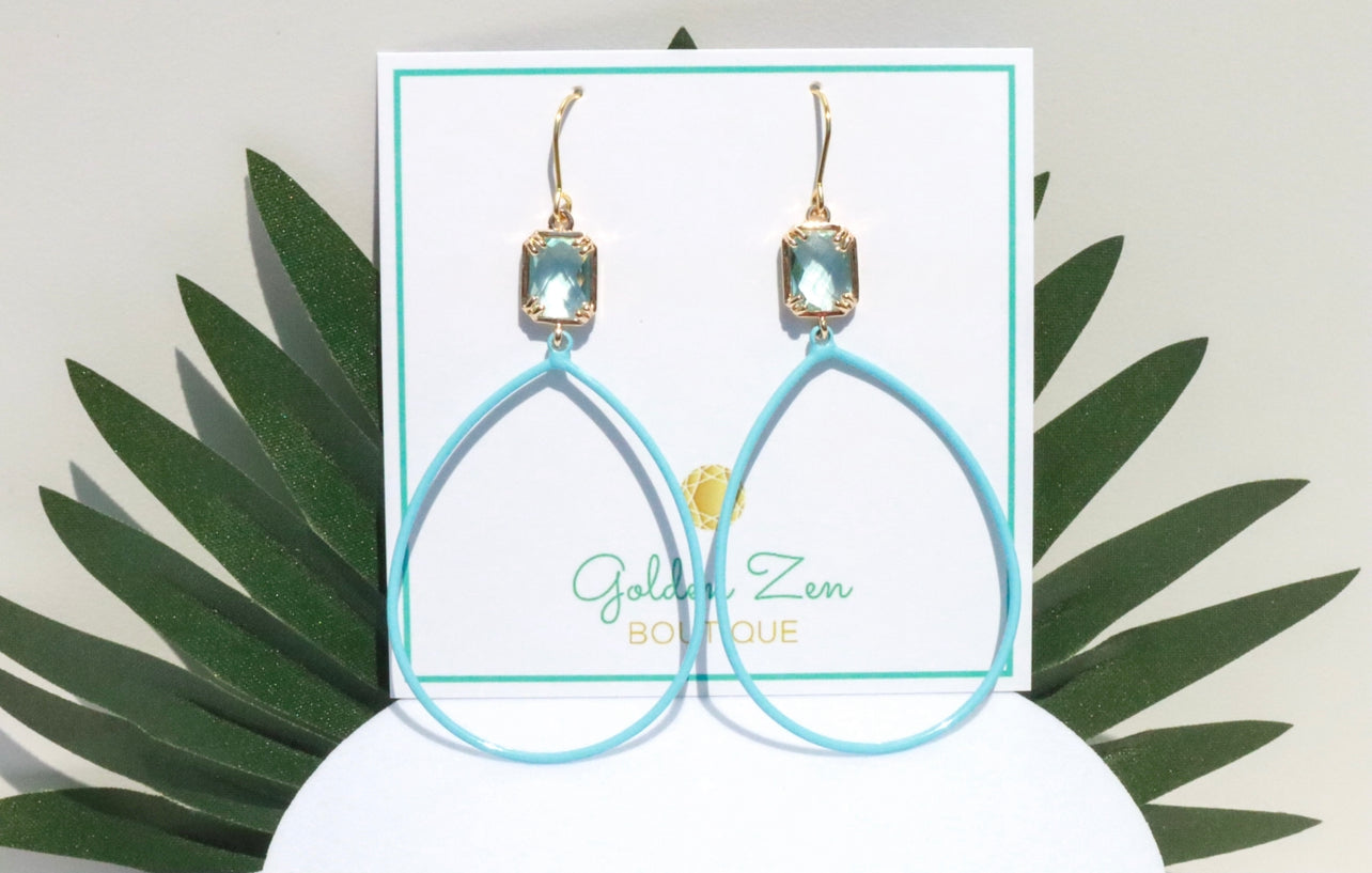 Baby Blue Crystal Dangle Earrings