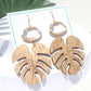 Gold & Crystal Tropical Wood Lead Statement Earrings