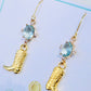 Caribbean Crystal & Gold Cowgirl Boot Earrings