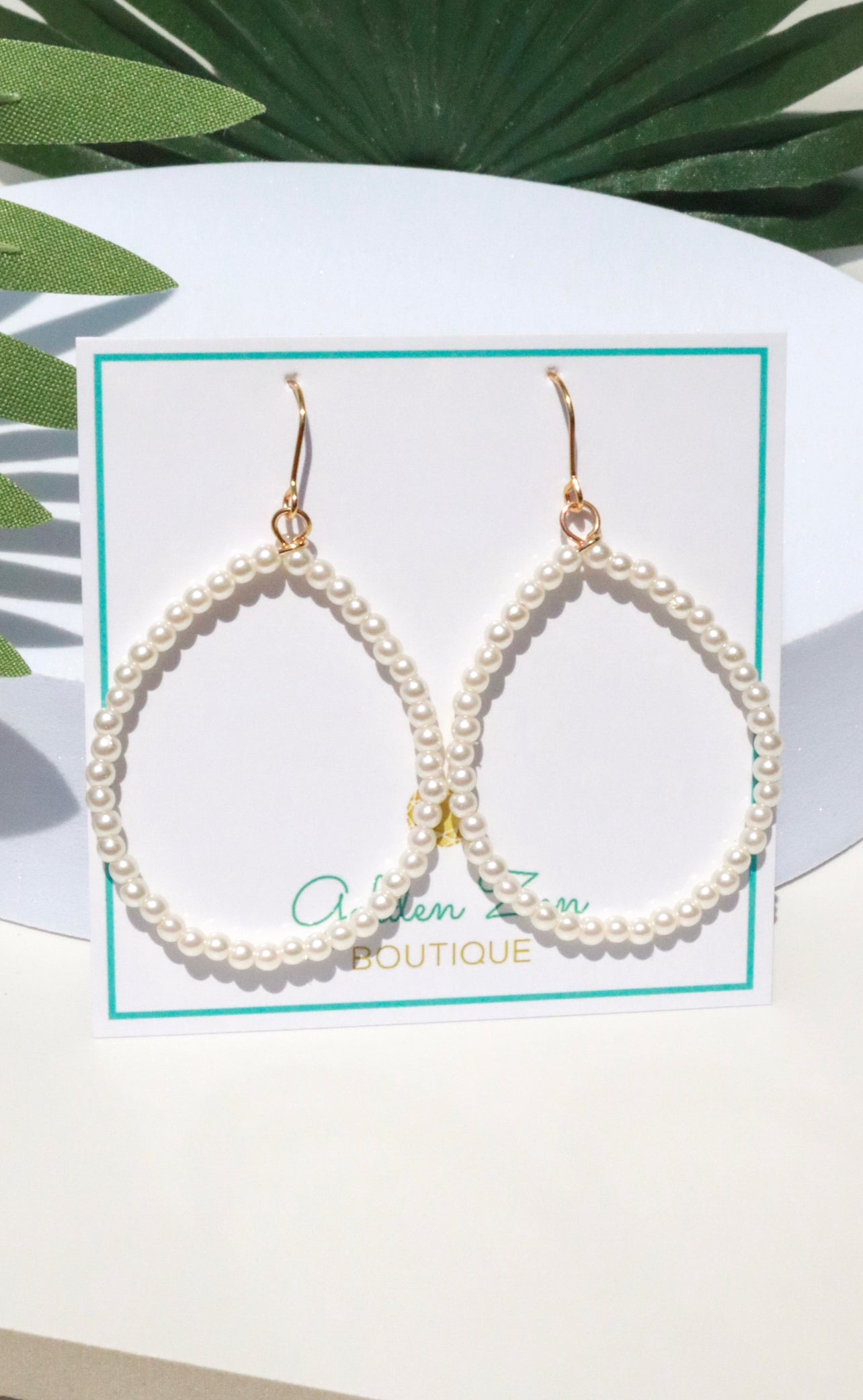 Pearl Beaded Hoop Dangle Earrings