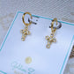 Gold & Diamond Crystal Cross Hoop Earrings