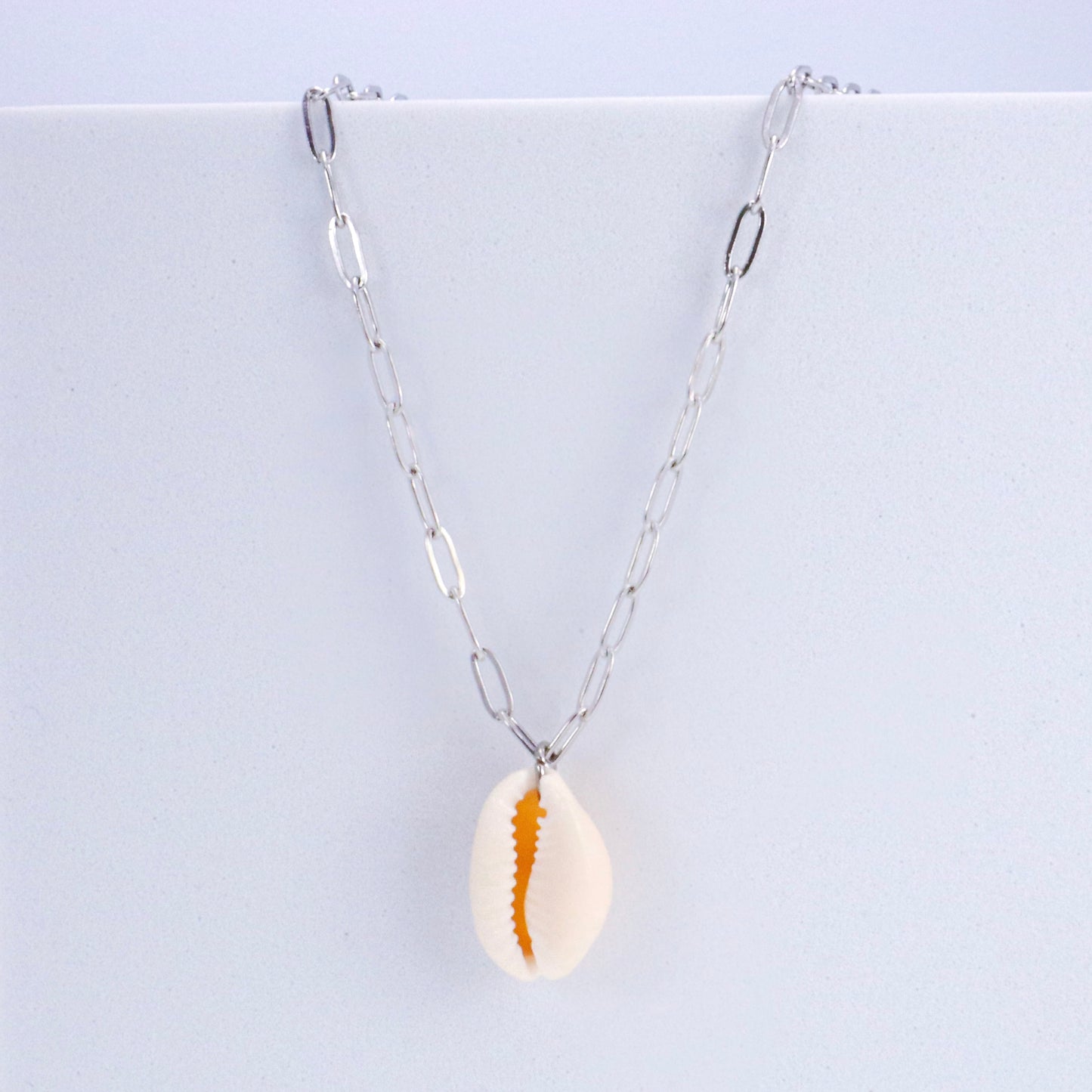 Kids Cowrie Shell & Stainless Steel Staple Chain Necklace