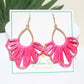 South Beach Sunset Hot Pink Raffia Wrapped Earrings