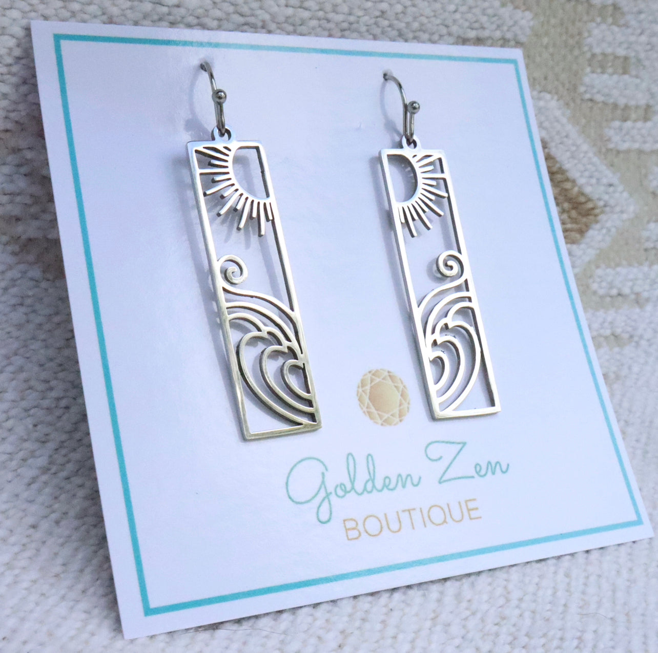 Silver Beach Scene Earrings