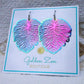 Iridescent Titanium Monstera Palm Earrings