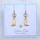 Elegant Diamond & Gold Cowgirl Boot Earrings