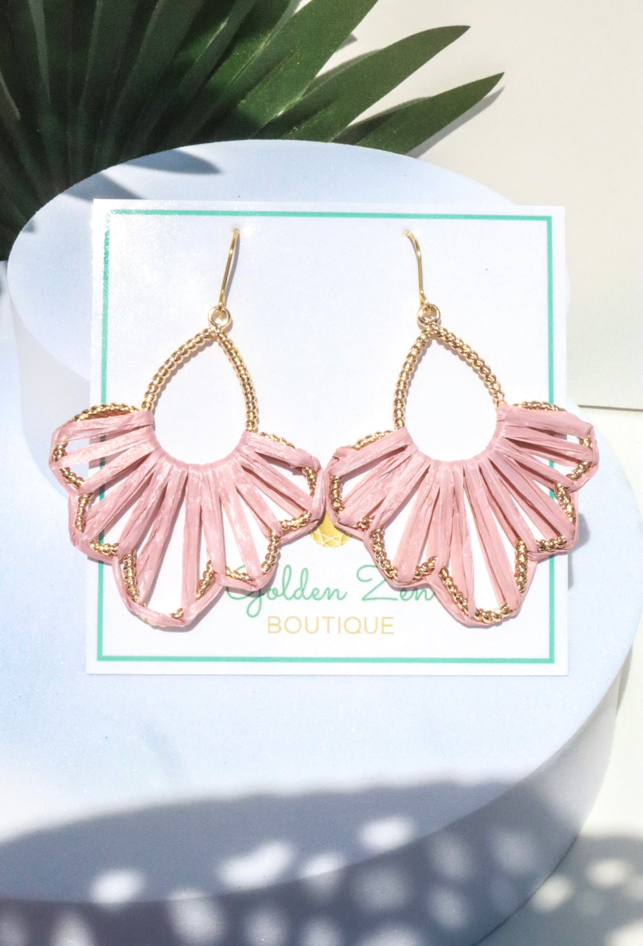 Sanibel Sunset Mauve Pink Raffia Wrapped Earrings