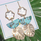 Tropical Turquoise Clay & Palm Leaf Statement Earrings