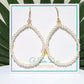 Pearl Beaded Hoop Dangle Earrings
