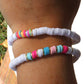 Gold, White & Multicolor Clay Bracelet