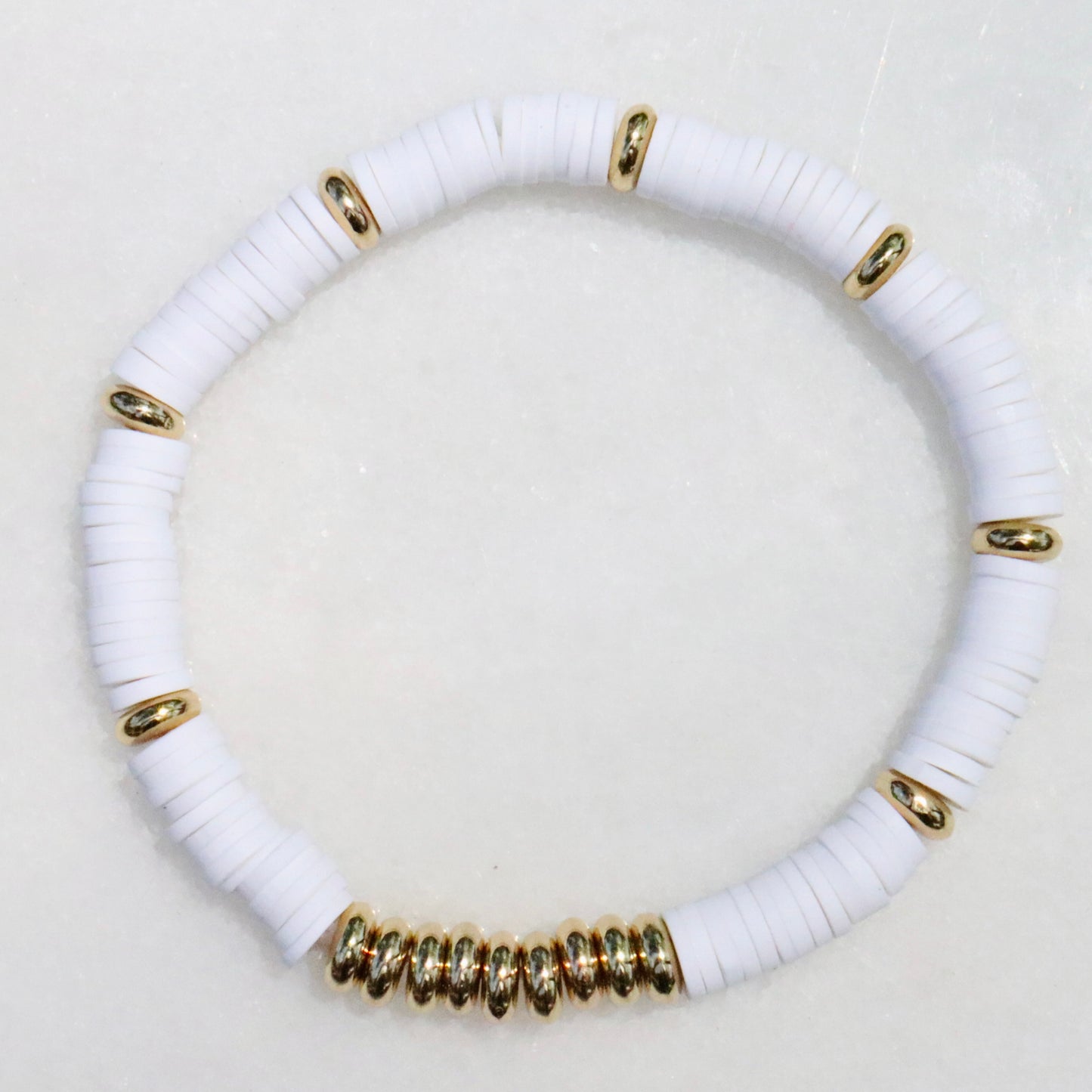 White & Gold Clay Bracelet