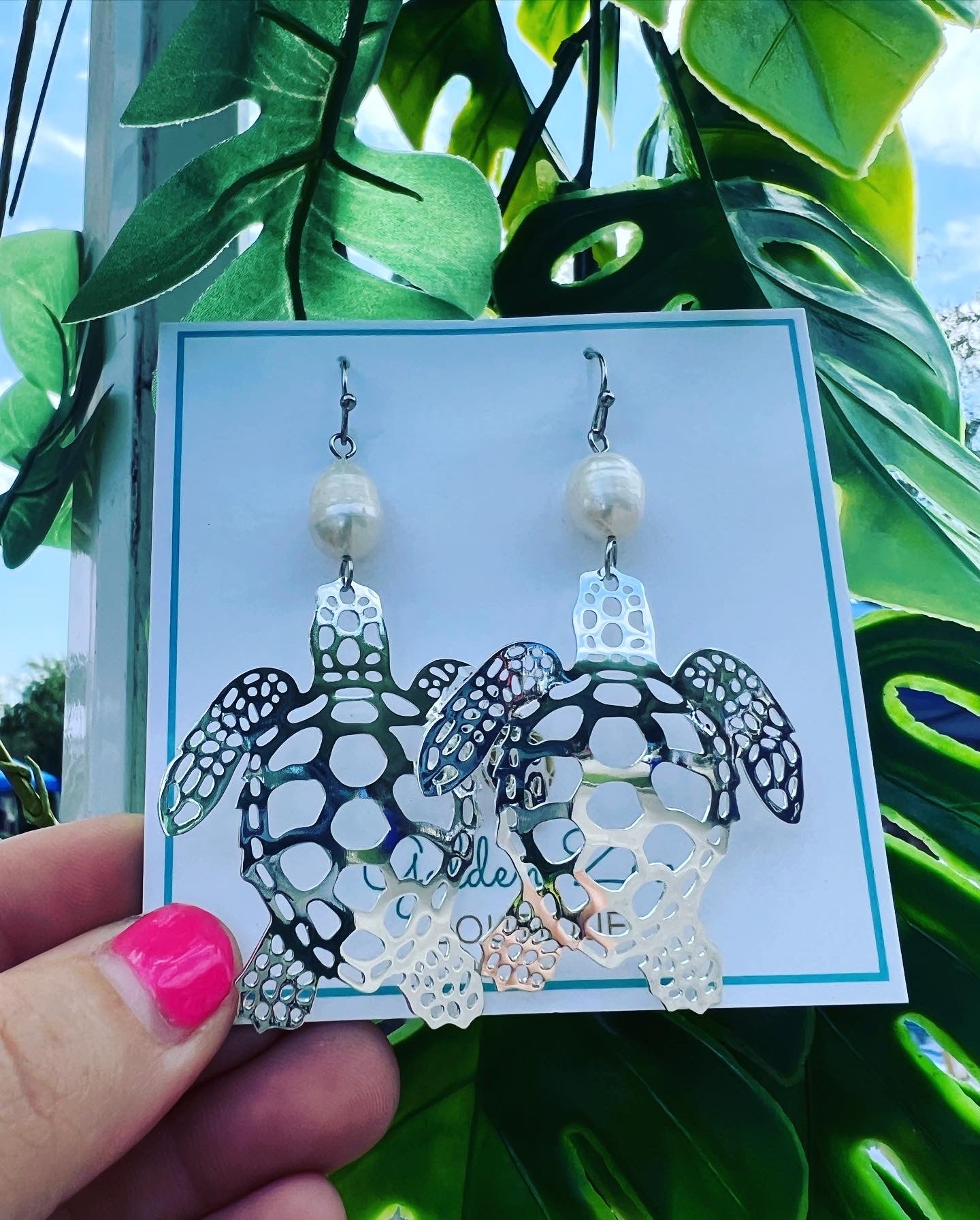 Sea Turtle Pearl Earrings