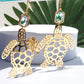 Caribbean Blue & Gold Sea Turtle Earrings