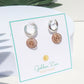 Two Tone Gold & Silver Greek Key Medallion Hoop Earrings