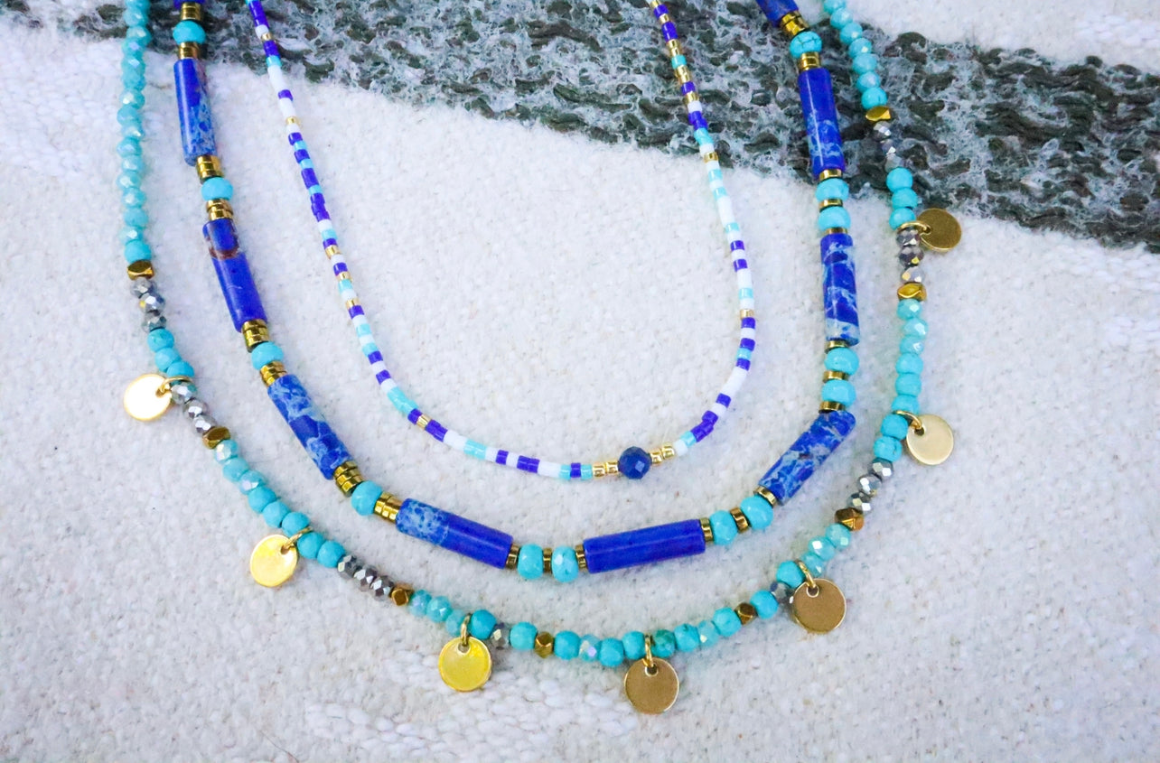 Turquoise & Gold Crystal Necklace