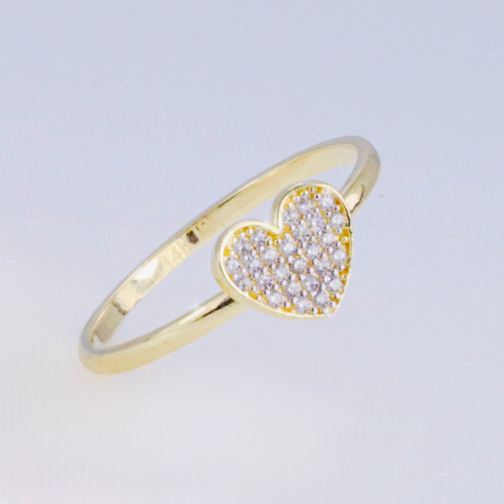 14k Gold CZ Heart Ring Size 7
