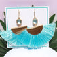 Gold & Baby Blue Tassel Statement Earrings
