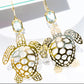 Caribbean Blue & Gold Sea Turtle Earrings