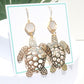 Mother of Pearl & Gold Sea Turtle Earrings