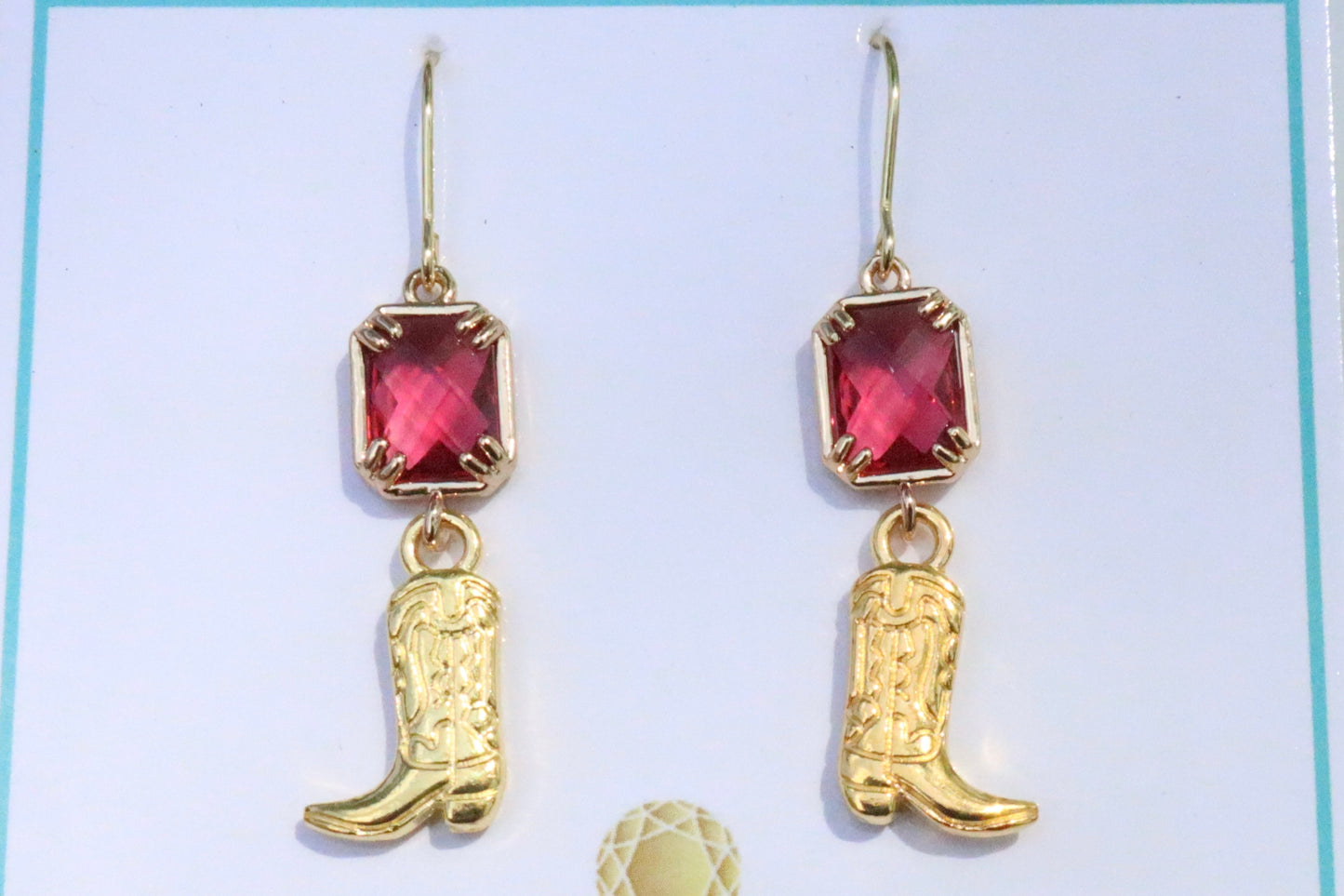 Hot Pink & Gold Cowgirl Boot Earrings