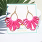 South Beach Sunset Hot Pink Raffia Wrapped Earrings