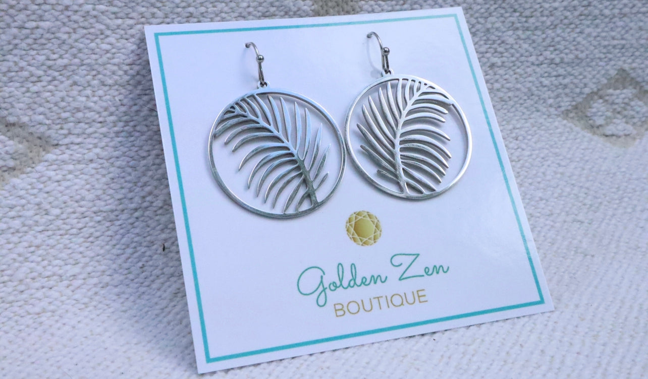 Stainless Steel Palm Fan Earrings