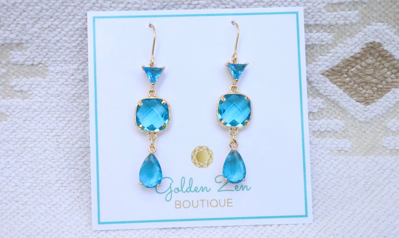 Princess Jasmine Blue Crystal Earrings
