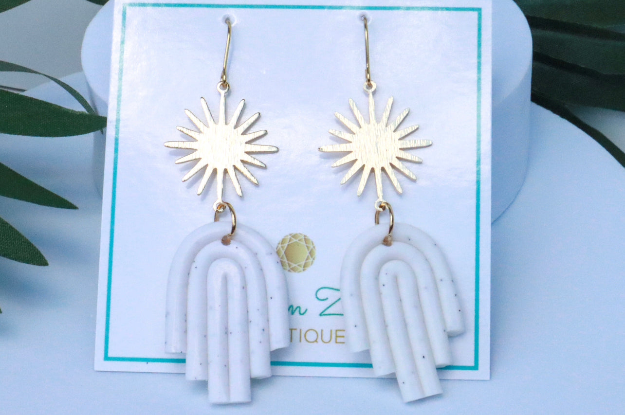 Golden Sun White Clay Earrings