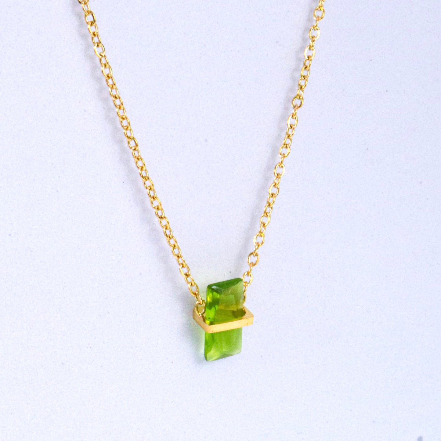 Green Peridot Crystal August Birthstone Necklace