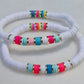 Gold, White & Multicolor Clay Bracelet
