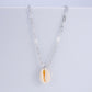 Cowrie Shell & Stainless Steel Staple Chain Necklace