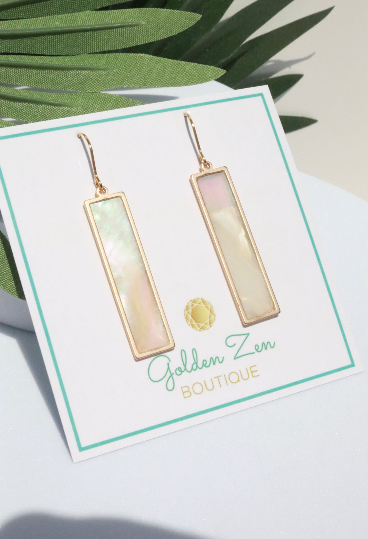 Mother Of Pearl Rectangle Earrings