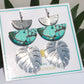 Tropical Turquoise Clay & Silver Palm Leaf Statement Earrings