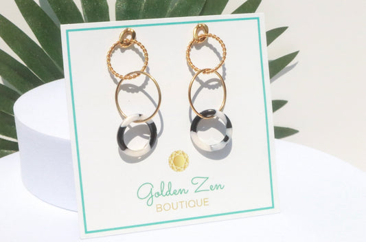 Black & White Tortoise Lightweight Dangle Earrings