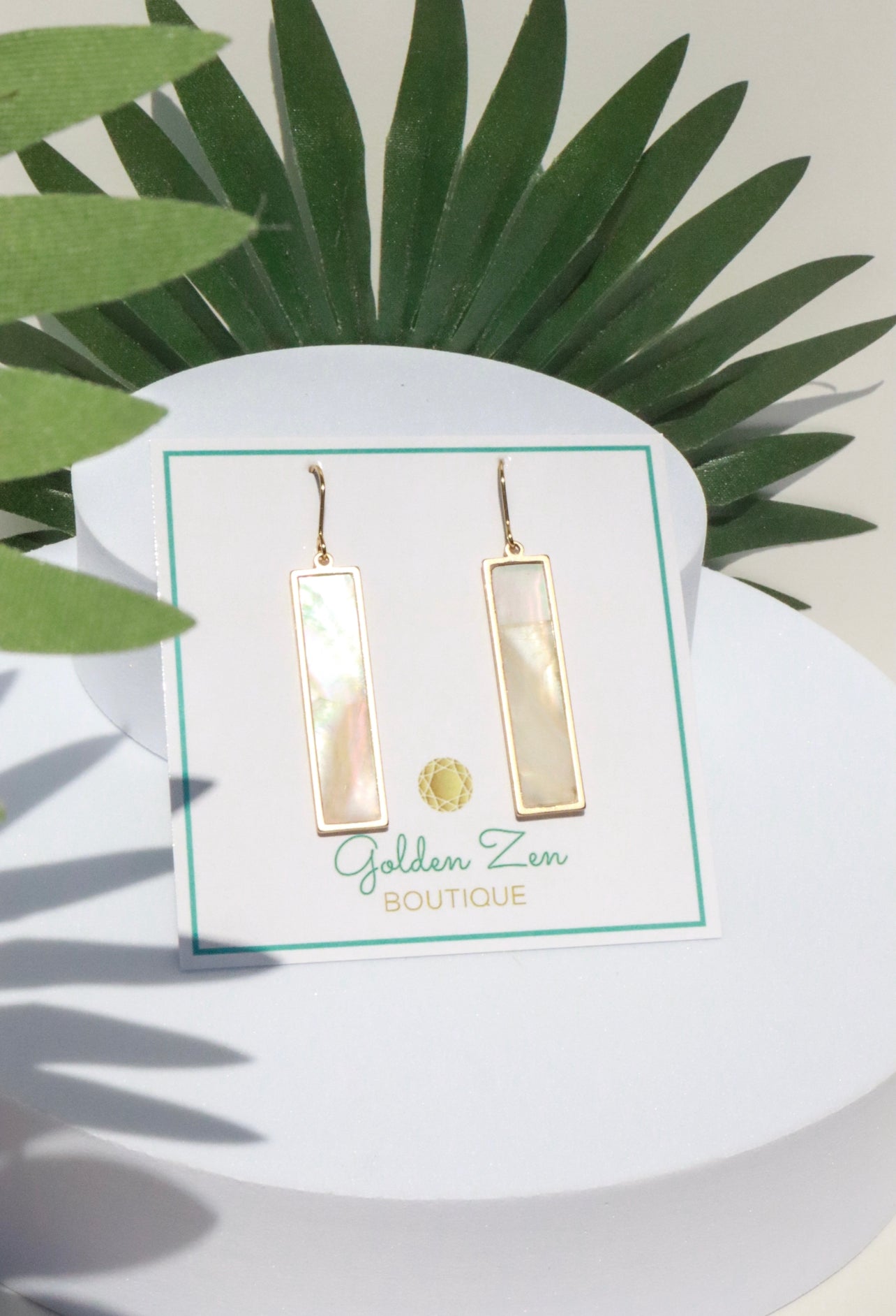 Mother Of Pearl Rectangle Earrings