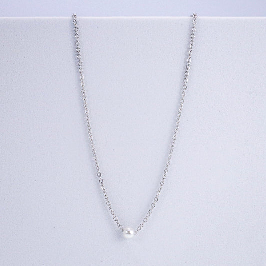 Delicate Pearl Short Stainless Steel Necklace